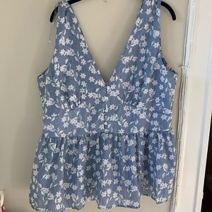 Blue floral tank top